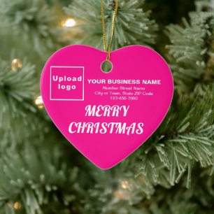 Business Christmas Pink Heart Shape Ceramic Ornament