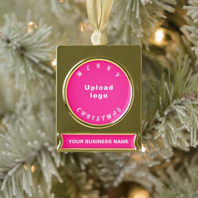 Business Christmas Pink on Gold Plated Banner Ornament (Tree)