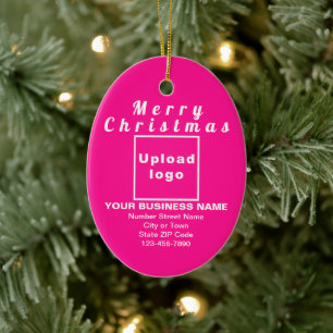 Business Christmas Pink Oval Ceramic Ornament