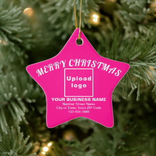 Business Christmas Pink Star Ceramic Ornament