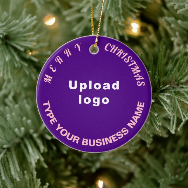 Business Christmas Purple Circle Ceramic Ornament (Tree)