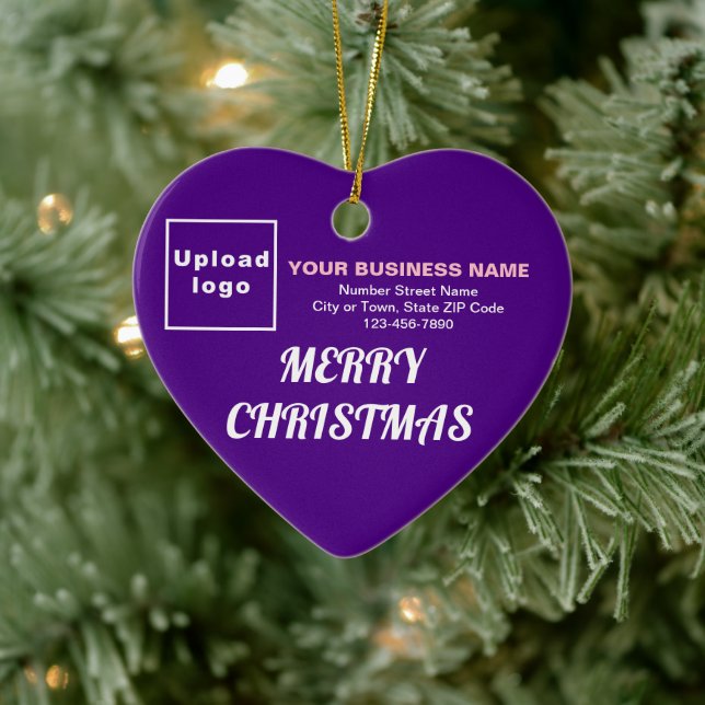 Business Christmas Purple Heart Shape Ceramic Ornament (Tree)