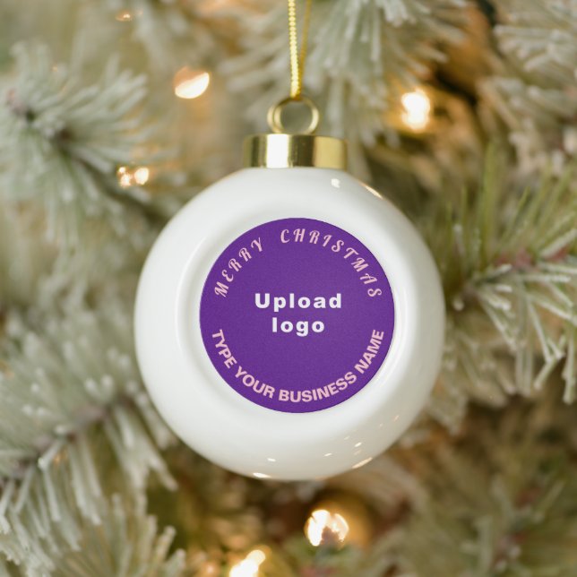 Business Christmas Purple on White Ceramic Ball Christmas Ornament (Tree)
