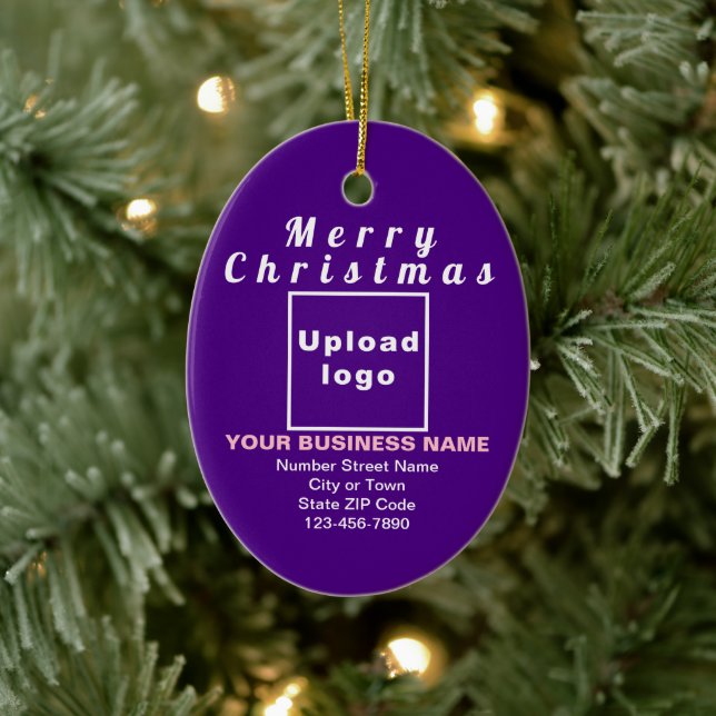 Business Christmas Purple Oval Ceramic Ornament  (Tree)