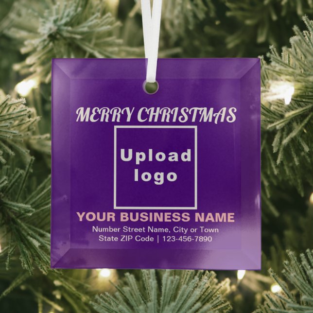 Business Christmas Purple Square Glass Ornament (Insitu)