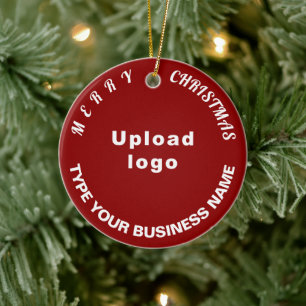 Business Christmas Red Circle Ceramic Ornament