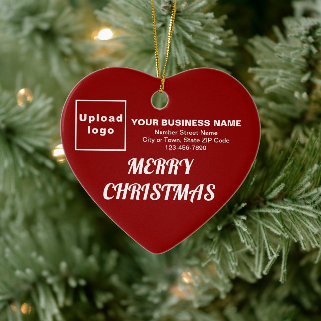 Business Christmas Red Heart Shape Ceramic Ornament (Tree)