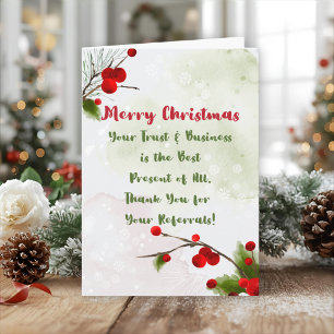 Business Christmas Referral Marketing Clients Thank You Card