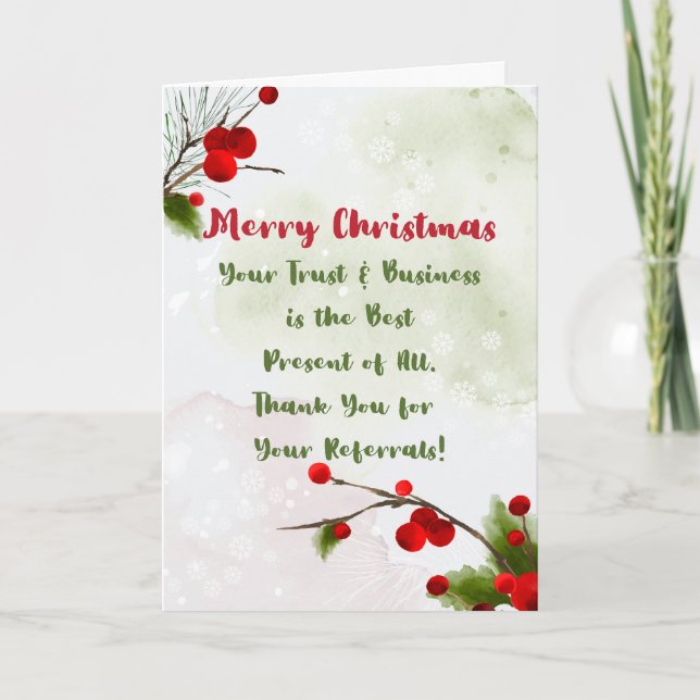 Business Christmas | Referral Marketing Clients Thank You Card (Front)