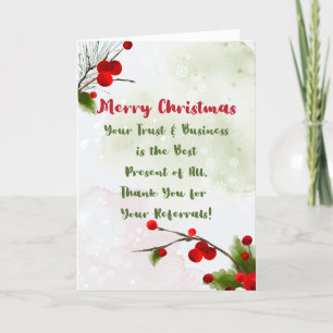 Business Christmas   Referral Marketing Clients Thank You Card