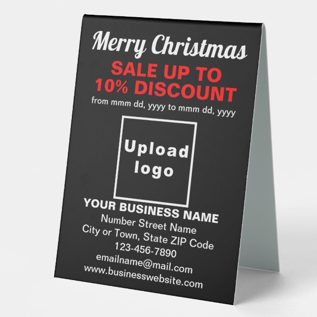 Business Christmas Sale on Black Table Sign (Front)