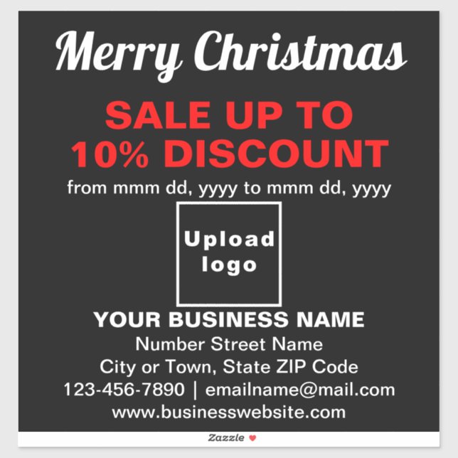 Business Christmas Sale on Black Vinyl Sticker (Sheet)