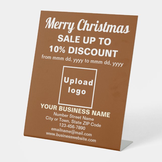 Business Christmas Sale on Brown Pedestal Sign (Front)