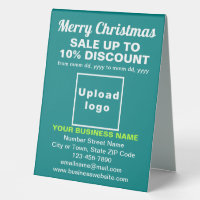 Business Christmas Sale on Teal Green Table Sign