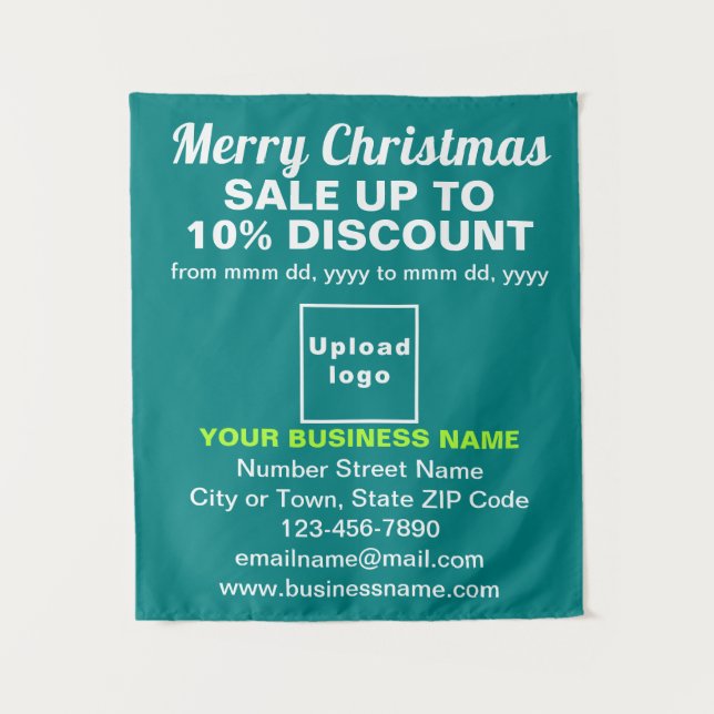 Business Christmas Sale on Teal Green Tapestry (Front)