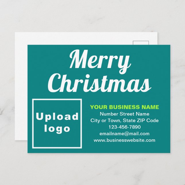 Business Christmas Teal Green Holiday Postcard (Front/Back)