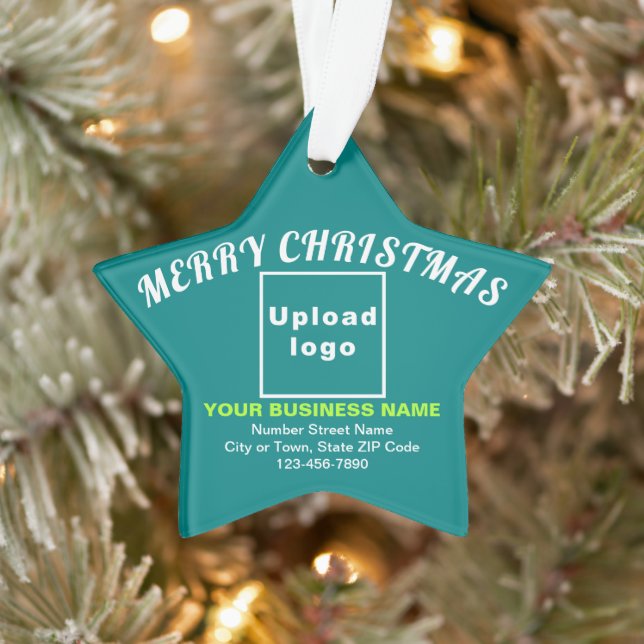 Business Christmas Teal Green Star Acrylic Ornament (Tree)