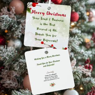 Business Christmas   Thank Client for Referral  Metal Tree Decoration