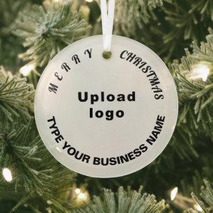 Business Christmas White Circle Glass Ornament