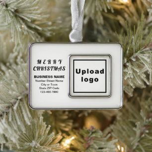 Business Christmas White Framed Rectangle Silver Plated Framed Ornament