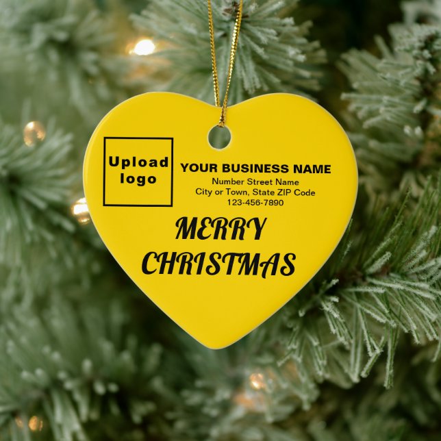 Business Christmas Yellow Heart Shape Ceramic Ornament (Tree)