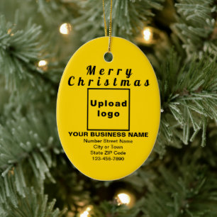 Business Christmas Yellow Oval Ceramic Ornament 
