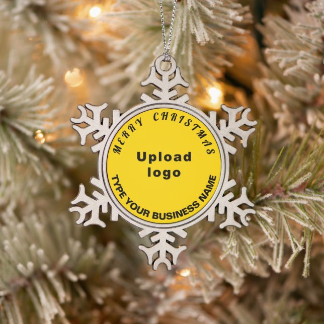 Business Christmas Yellow Snowflake Pewter Christmas Ornament (Tree)