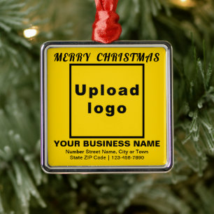 Business Christmas Yellow Square Ornament