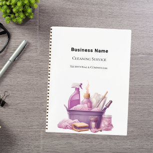 Business cleaning service pink notebook