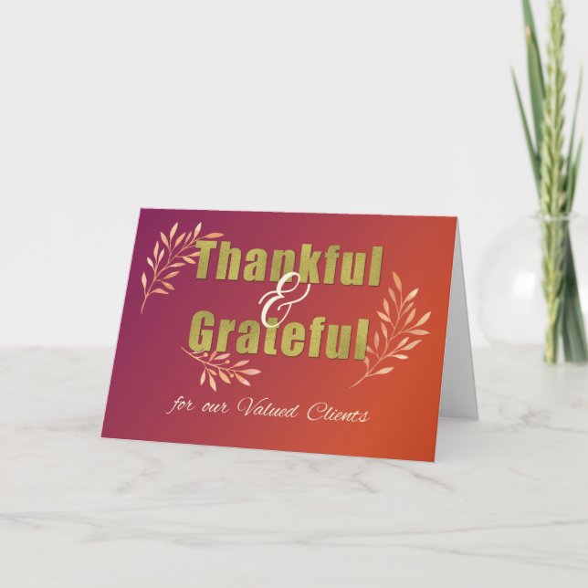Business Clients Grateful at Thanksgiving Card (Front)