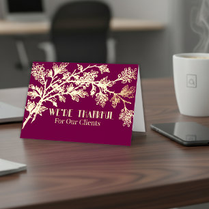 Business Clients Thanksgiving — Thankful For You Foil Holiday Card