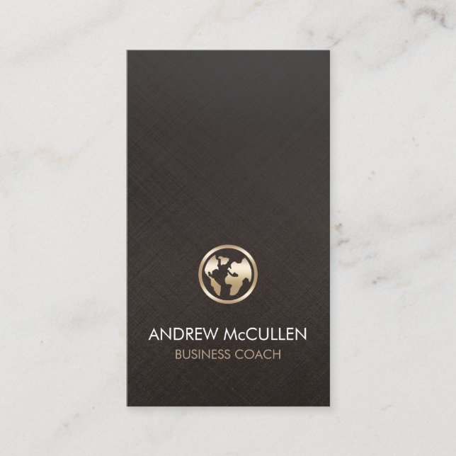 Business Coach Faux Gold Globe Icon  Business Card (Front)