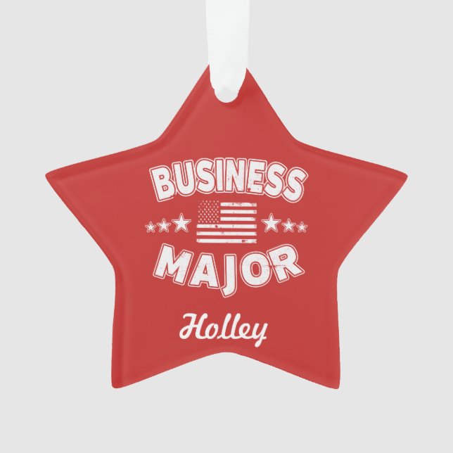 Business College Major Patriotic American Flag Ornament (Front)