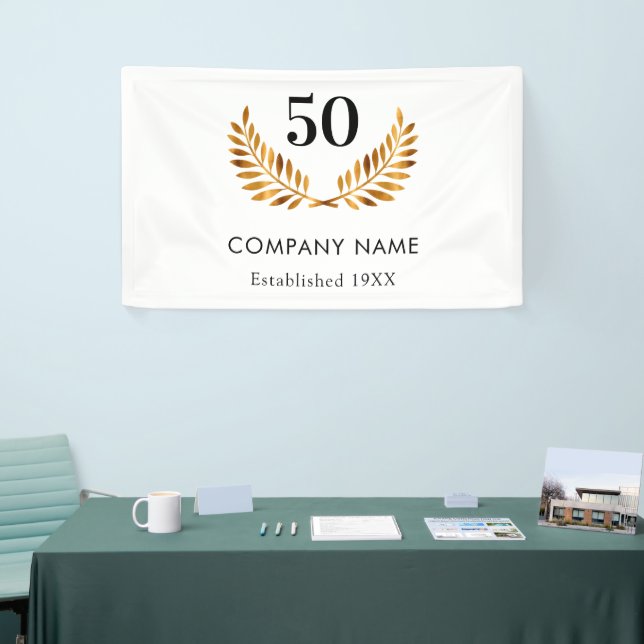 Business comapany name established white gold  banner (Tradeshow)