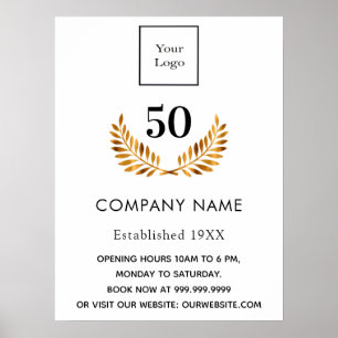 Business comapany name established white gold poster