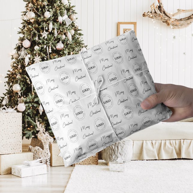 Business Company Add Custom Logo Merry Christmas  Tissue Paper (Creator Uploaded)