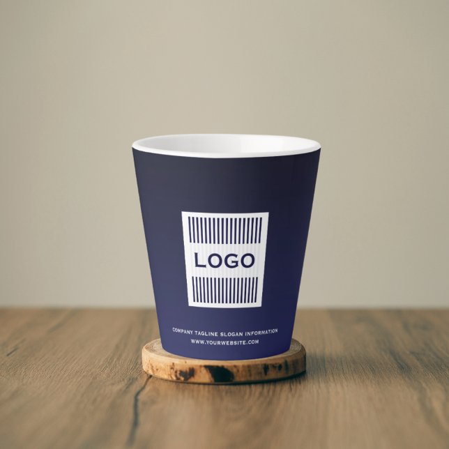 Business Company Corporate Logo Minimalist Navy Latte Mug (Creator Uploaded)