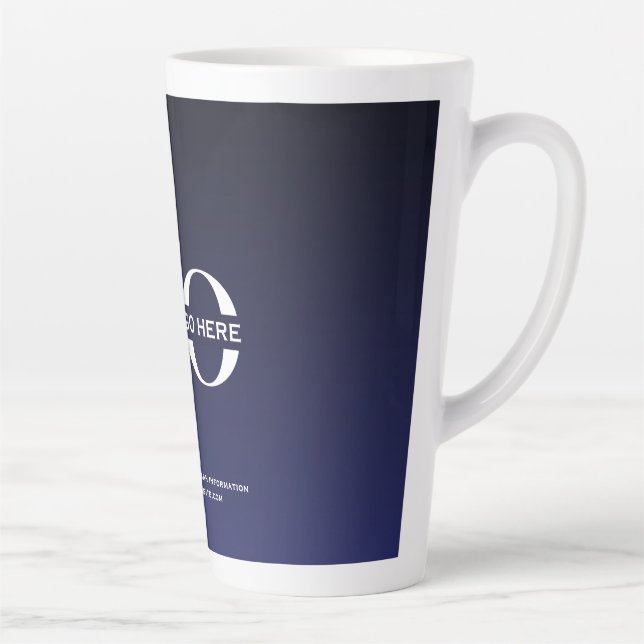 Business Company Corporate Logo Minimalist Navy Latte Mug (Right)