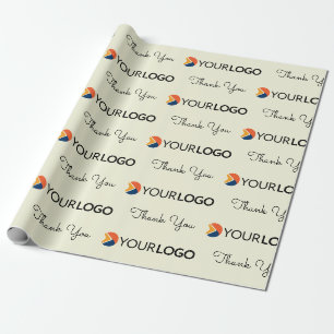 Business Company Custom Logo Thank You Beige Wrapping Paper