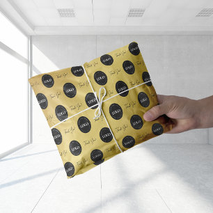 Business Company Custom Logo Thank You Gold Look Tissue Paper