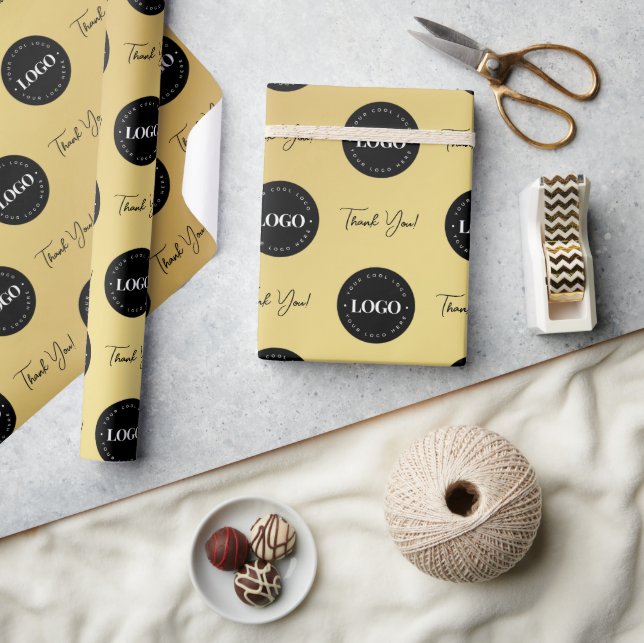 Business Company Custom Logo Thank You Gradient Wrapping Paper (Crafts)