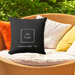 Business company logo black white elegant cushion
