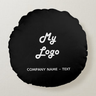 Business company logo black white elegant round cushion