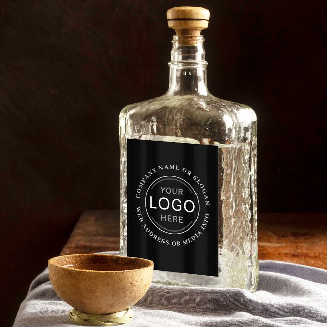 Business Company Logo Brand Modern Black Labels (Several sizes to choose from)