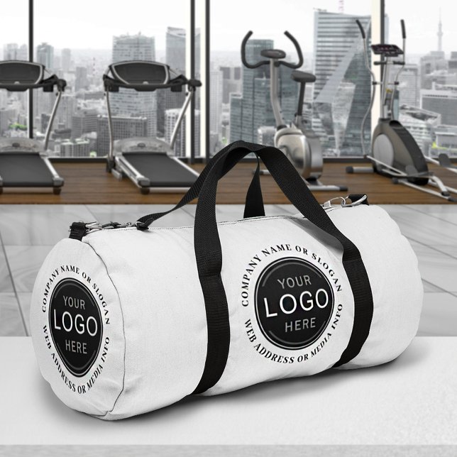 Business Company Logo Brand Modern Swag Promo Duffle Bag (Two sizes to choose from. Edit the design to change the bag to any desired color.)