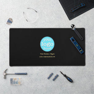 Business Company Logo Corporate Office Black Gold Desk Mat