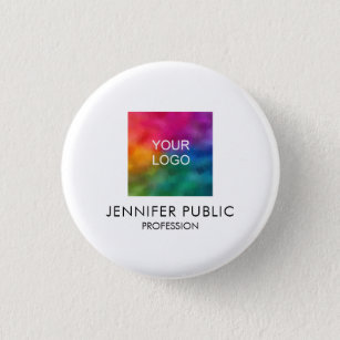 Business Company Logo Custom Add Your Text Image 3 Cm Round Badge