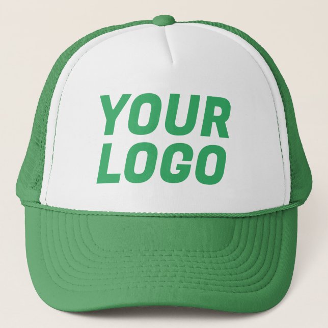 Business Company Logo CUSTOMIZABLE Green Trucker Hat (Front)