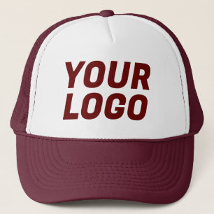 Business Company Logo CUSTOMIZABLE Maroon Trucker Hat