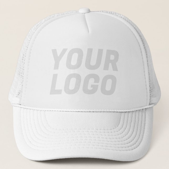 Business Company Logo CUSTOMIZABLE White Trucker Hat (Front)
